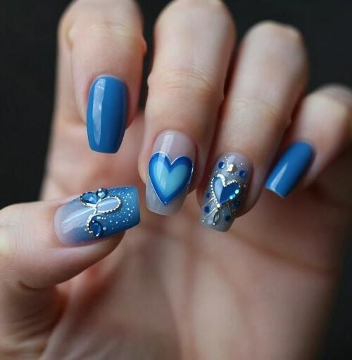 31+ Blue Valentine’s Day Nail Ideas
