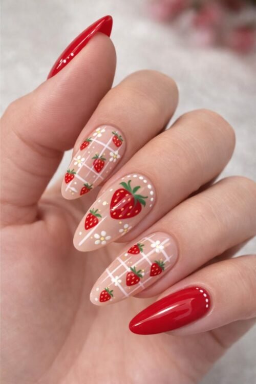 21+ Strawberry Nail Art Design Ideas