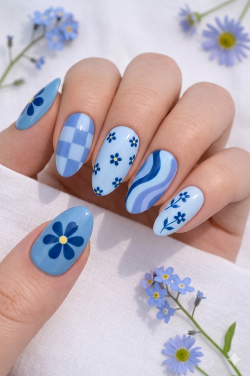 30 Blue Spring Nail Design Ideas